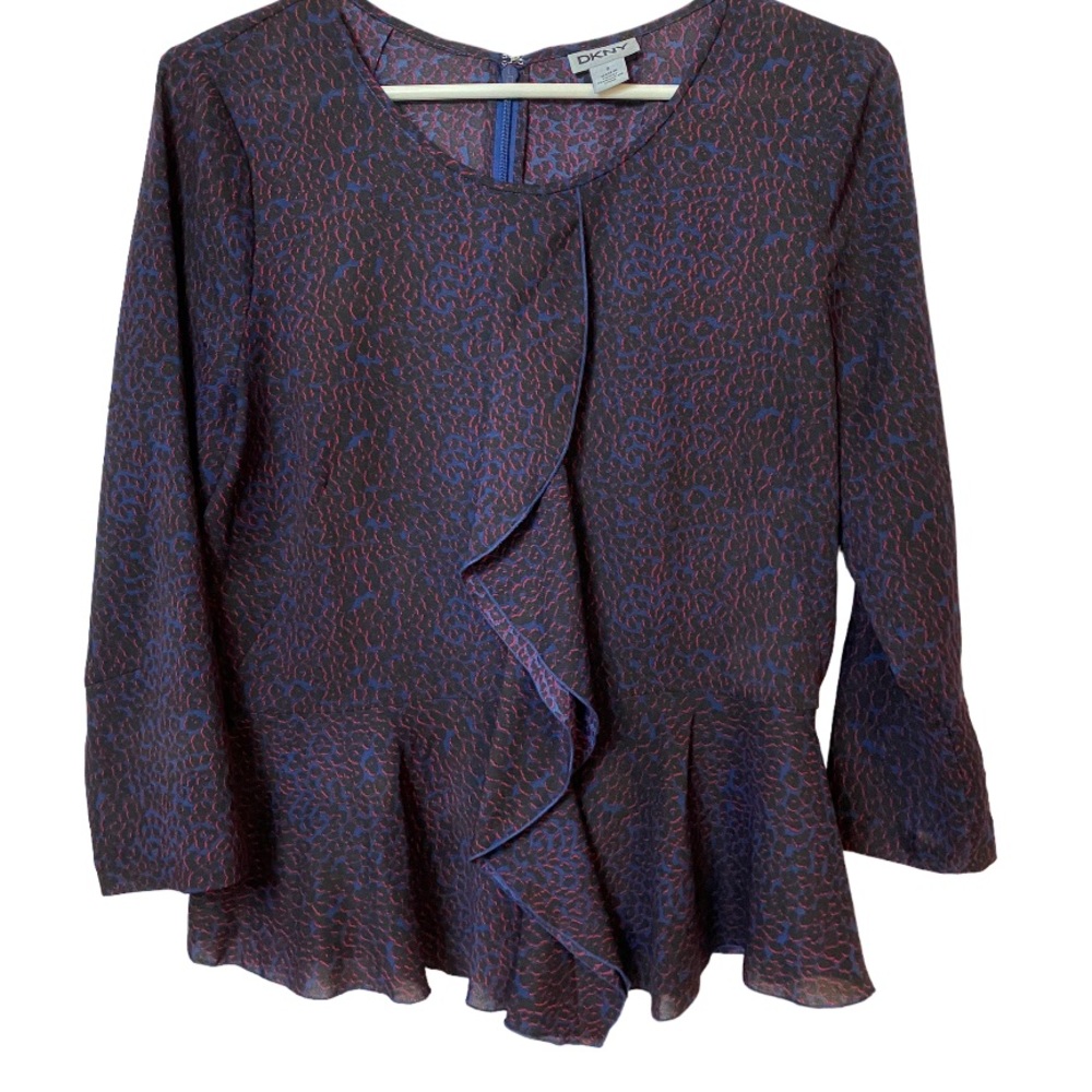 DKNY ruffle peplum blouse size 8
